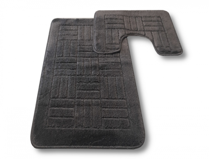 Sötétszürke egyszínű <br/>2 részes fürdőszoba szőnyeg szett